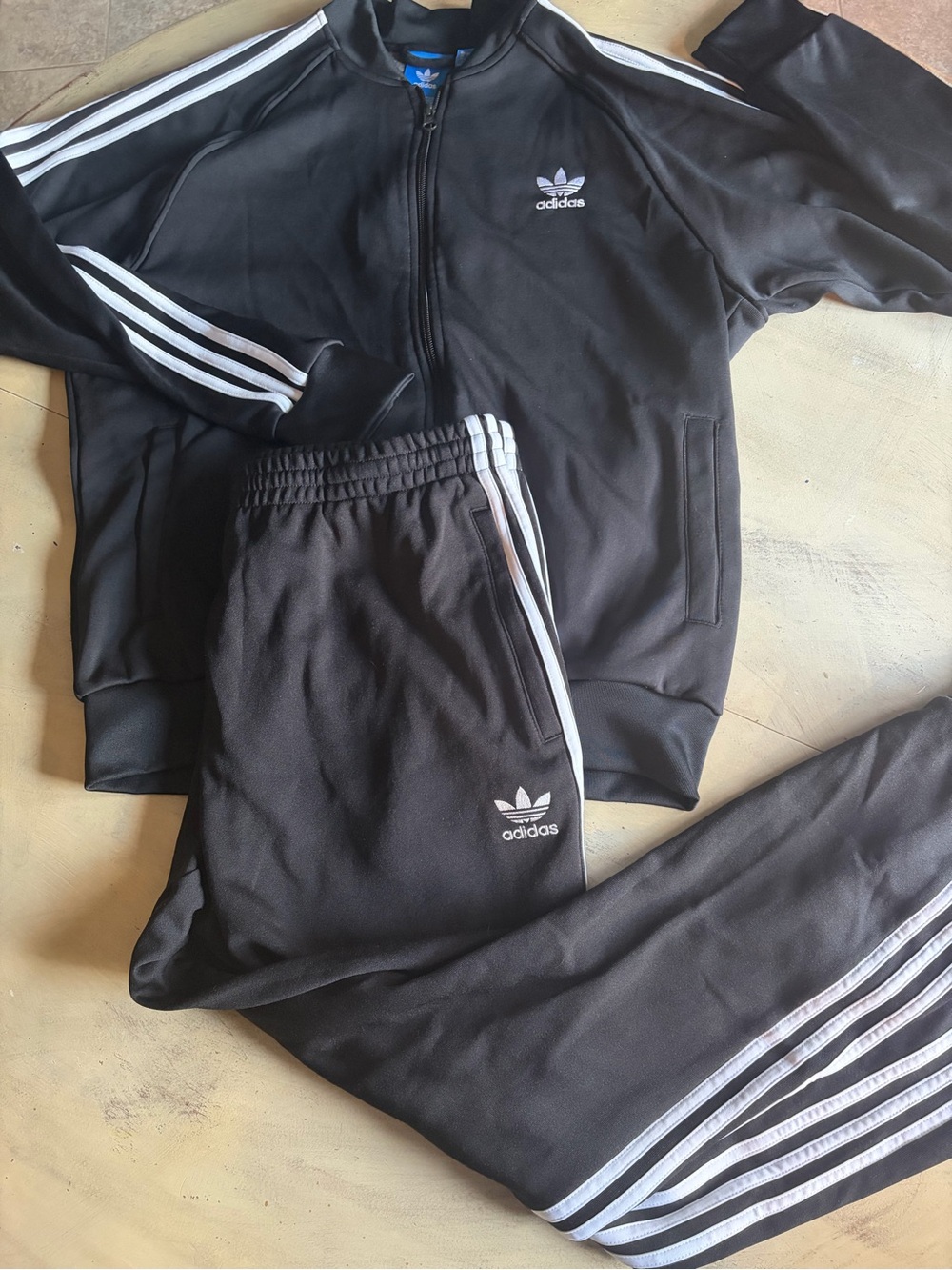 Mens Adidas Originals Firebird Track Suit set Zip Jacket & Pants BLACK Size XL